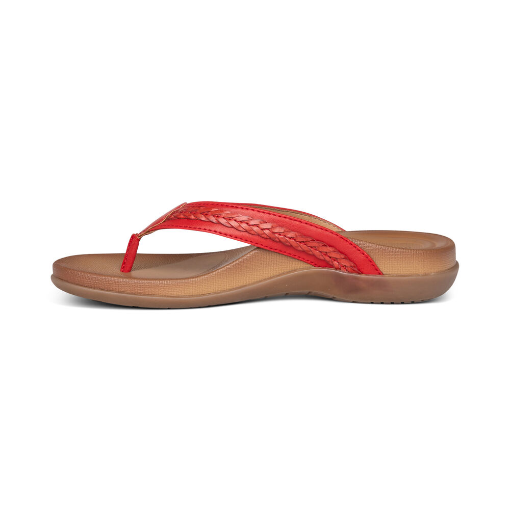 Aetrex Women's Emmy Braided Thong Flip Flops - Red | USA MF148NB